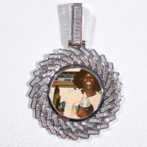 Large 3D Baguette Custom Picture Pendant