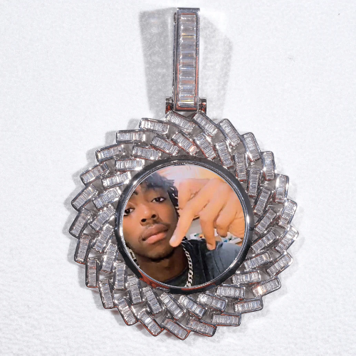 Large 3D Baguette Custom Picture Pendant