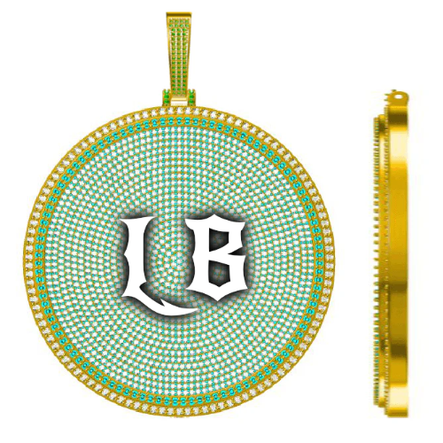 CUSTOM LETTER NECKLACE 3D BIG DISC