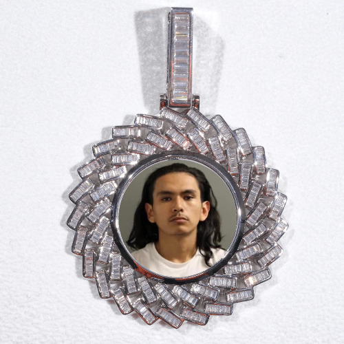 Large 3D Baguette Custom Picture Pendant