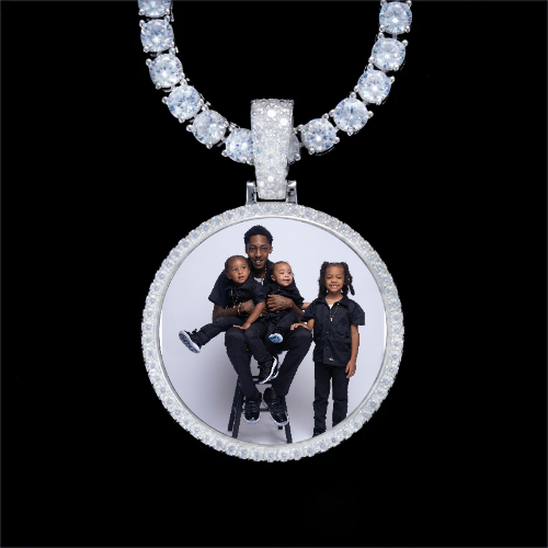 925S & VVS Moissanite 3D Circle Custom Picture Pendant