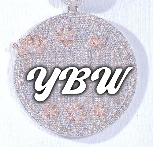 CUSTOM LETTER NECKLACE 3D BIG CROWN DISC