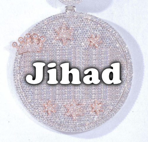 CUSTOM LETTER NECKLACE 3D BIG CROWN DISC