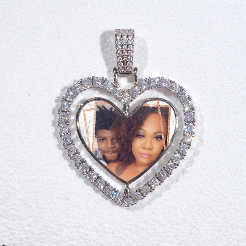 3D Spinning 2-Faced Heart Custom Picture Pendant