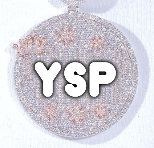 CUSTOM LETTER NECKLACE 3D BIG CROWN DISC