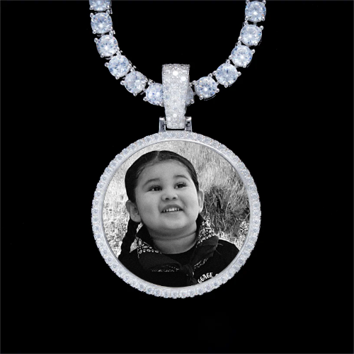 925S & VVS Moissanite 3D Circle Custom Picture Pendant