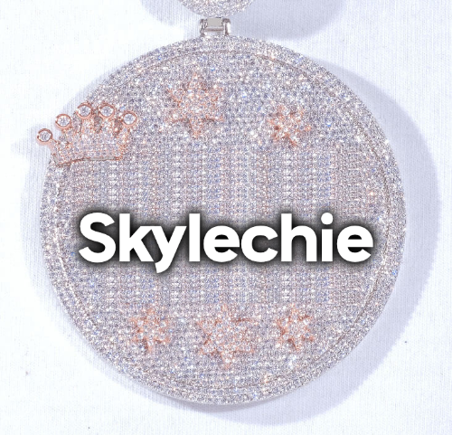 CUSTOM LETTER NECKLACE 3D BIG CROWN DISC