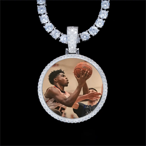 925S & VVS Moissanite 3D Circle Custom Picture Pendant