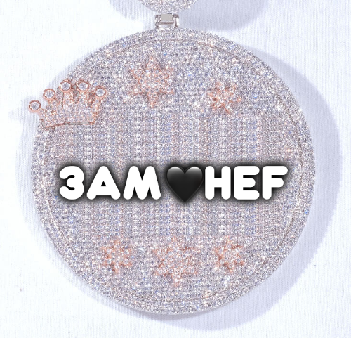 CUSTOM LETTER NECKLACE 3D BIG CROWN DISC