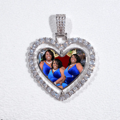 3D Spinning 2-Faced Heart Custom Picture Pendant