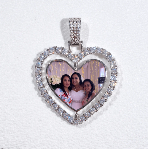 3D Spinning 2-Faced Heart Custom Picture Pendant