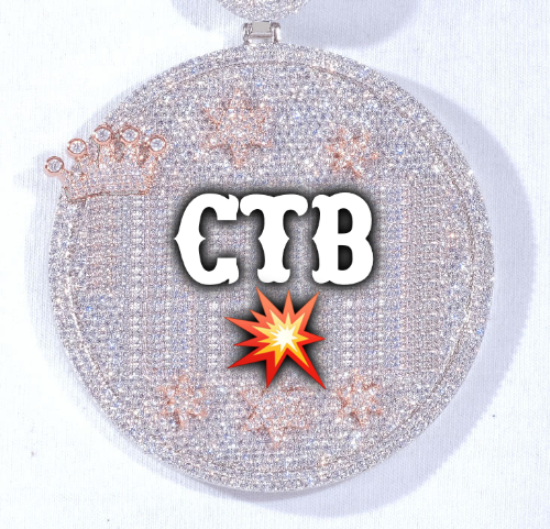CUSTOM LETTER NECKLACE 3D BIG CROWN DISC