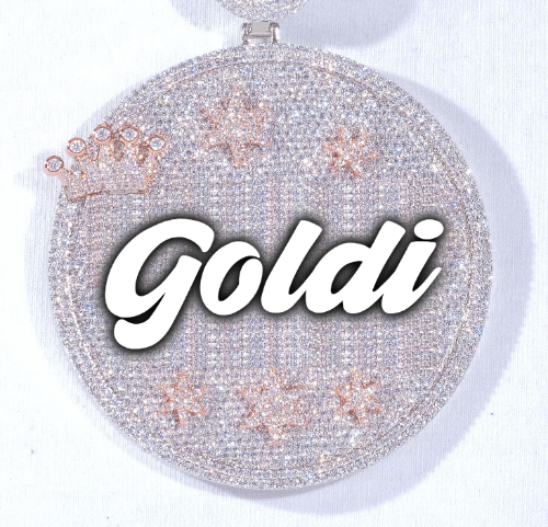 CUSTOM LETTER NECKLACE 3D BIG CROWN DISC