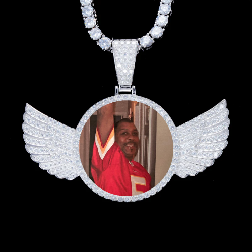 925S & VVS Moissanite 3D Wing Custom Picture Pendant