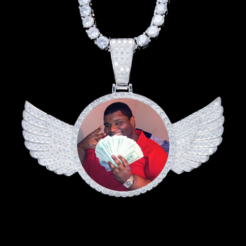 925S & VVS Moissanite 3D Wing Custom Picture Pendant