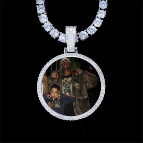 925S & VVS Moissanite 3D Circle Custom Picture Pendant