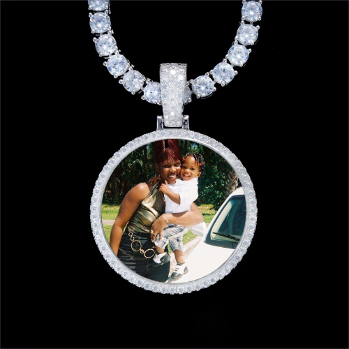 925S & VVS Moissanite 3D Circle Custom Picture Pendant