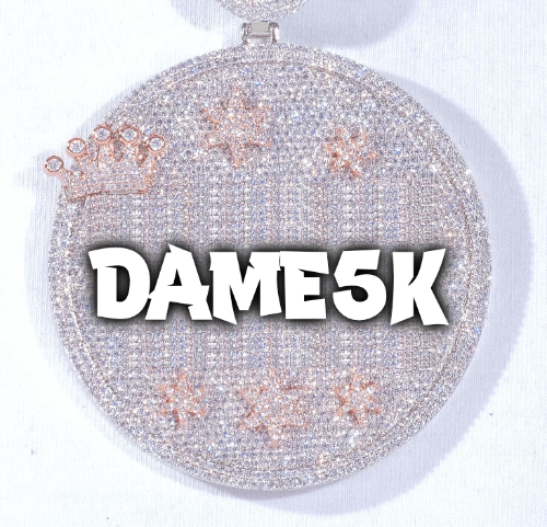 CUSTOM LETTER NECKLACE 3D BIG CROWN DISC