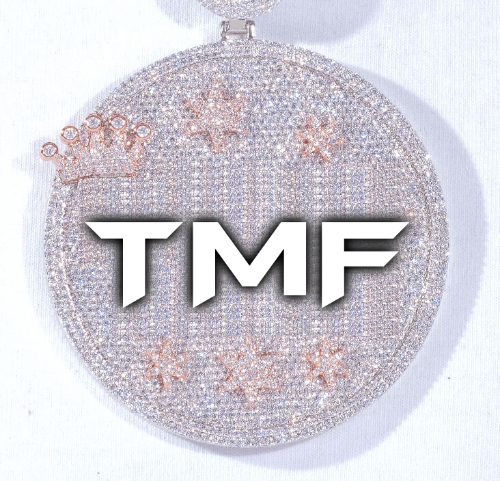 CUSTOM LETTER NECKLACE 3D BIG CROWN DISC