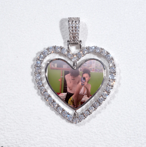 3D Spinning 2-Faced Heart Custom Picture Pendant