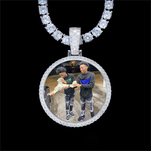 925S & VVS Moissanite 3D Circle Custom Picture Pendant