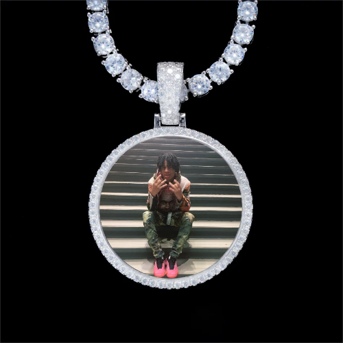 925S & VVS Moissanite 3D Circle Custom Picture Pendant