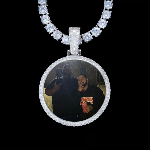 925S & VVS Moissanite 3D Circle Custom Picture Pendant