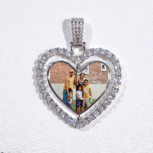 3D Spinning 2-Faced Heart Custom Picture Pendant