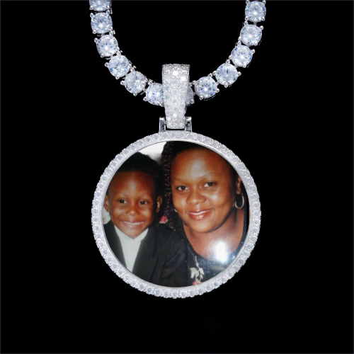 925S & VVS Moissanite 3D Circle Custom Picture Pendant