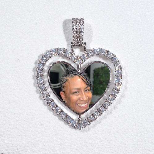 3D Spinning 2-Faced Heart Custom Picture Pendant