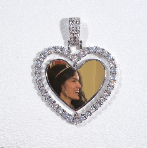 3D Spinning 2-Faced Heart Custom Picture Pendant