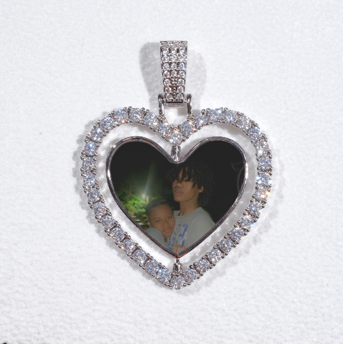 3D Spinning 2-Faced Heart Custom Picture Pendant