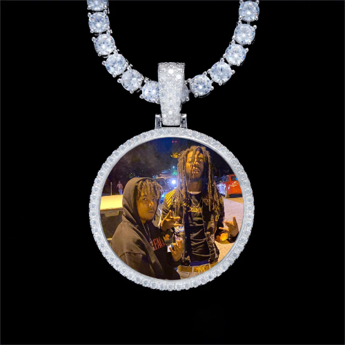 925S & VVS Moissanite 3D Circle Custom Picture Pendant