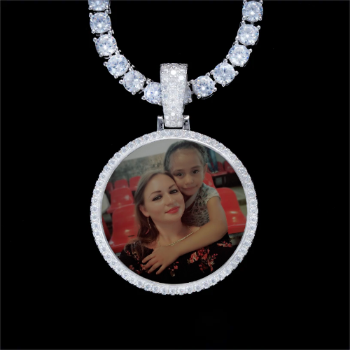 925S & VVS Moissanite 3D Circle Custom Picture Pendant