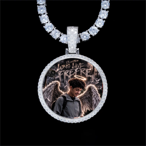 925S & VVS Moissanite 3D Circle Custom Picture Pendant