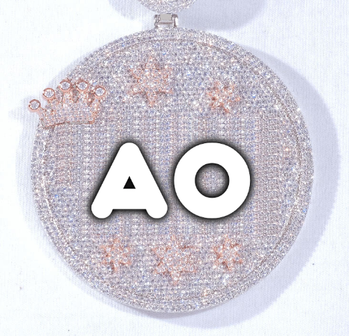 CUSTOM LETTER NECKLACE 3D BIG CROWN DISC