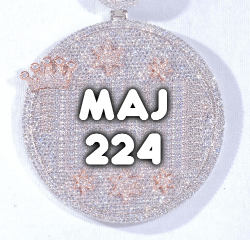 CUSTOM LETTER NECKLACE 3D BIG CROWN DISC