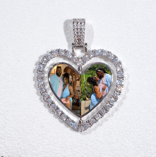 3D Spinning 2-Faced Heart Custom Picture Pendant