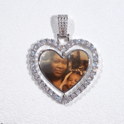 3D Spinning 2-Faced Heart Custom Picture Pendant