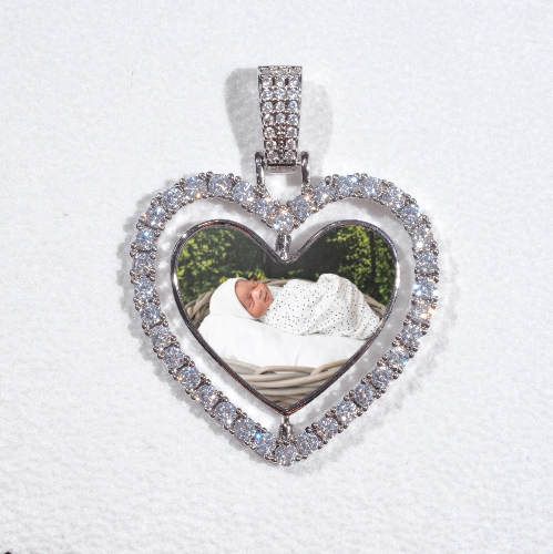 3D Spinning 2-Faced Heart Custom Picture Pendant