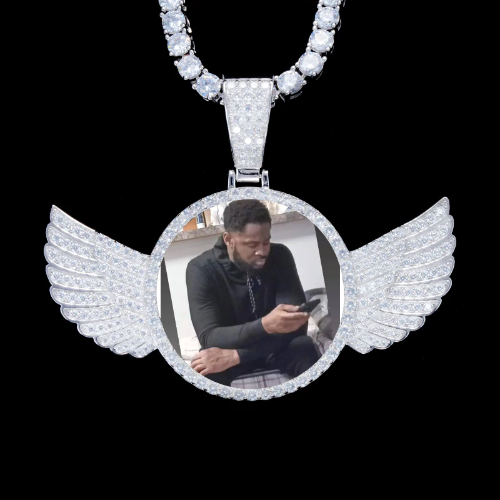 925S & VVS Moissanite 3D Wing Custom Picture Pendant