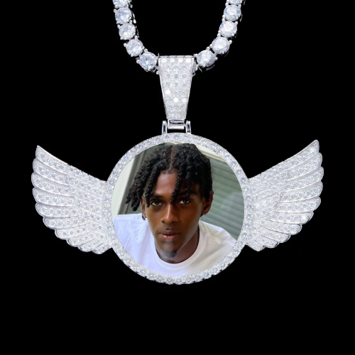 925S & VVS Moissanite 3D Wing Custom Picture Pendant