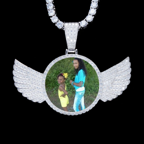 925S & VVS Moissanite 3D Wing Custom Picture Pendant