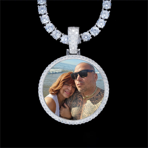 925S & VVS Moissanite 3D Circle Custom Picture Pendant