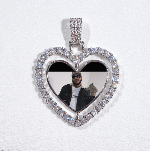 3D Spinning 2-Faced Heart Custom Picture Pendant