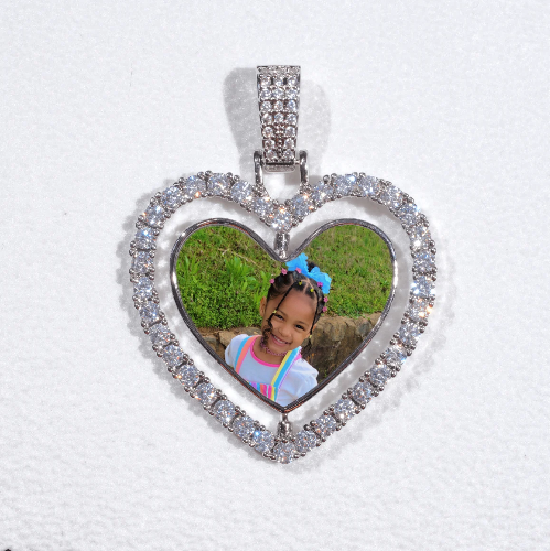 3D Spinning 2-Faced Heart Custom Picture Pendant