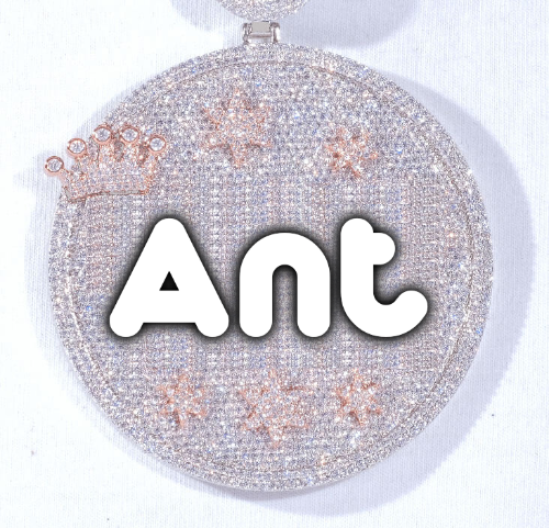 CUSTOM LETTER NECKLACE 3D BIG CROWN DISC