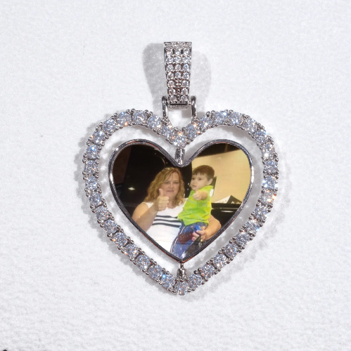3D Spinning 2-Faced Heart Custom Picture Pendant