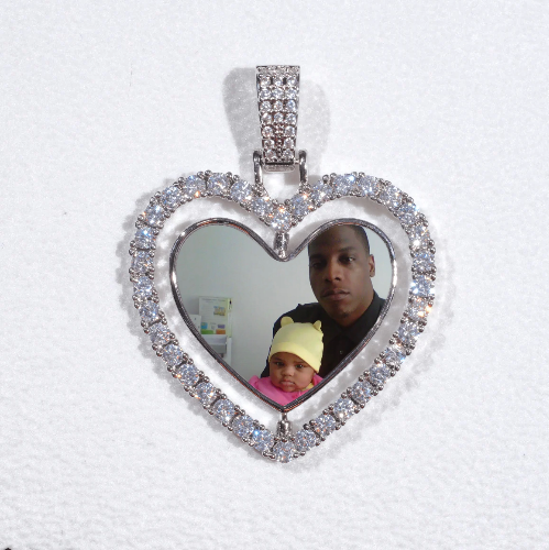 3D Spinning 2-Faced Heart Custom Picture Pendant