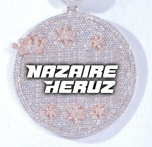 CUSTOM LETTER NECKLACE 3D BIG CROWN DISC